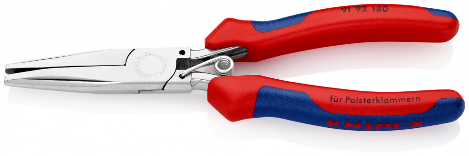 KNIPEX 91 92 180 Cleşte pentru cleme de tapiţerie cu manşoane multicomponent polizat, cu aspect de oglindă 185 mm