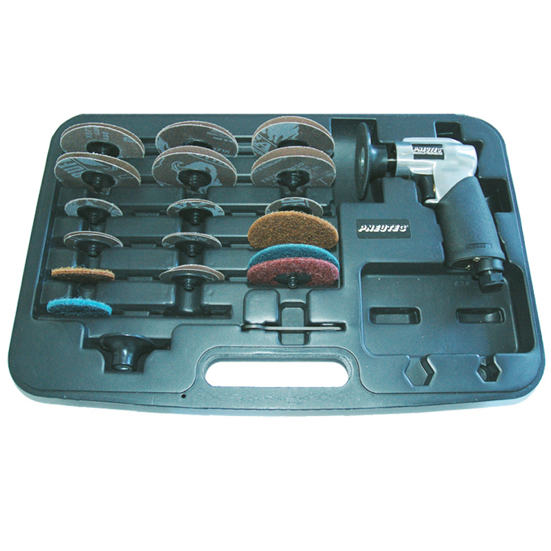 Masina de slefuit unghiulara MINI 3", 75 mm, 16.000 rpm, cu set benzi slefuire in geanta, PNEUTEC tip UT 8760