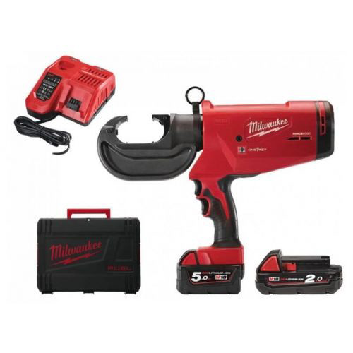 Presă hidraulică pentru cabluri 16-400 mm² Milwaukee FORCE LOGIC™ M18 HCCT 109/42-522C, livrata cu acumulatori, valiza, bacuri neincluse
