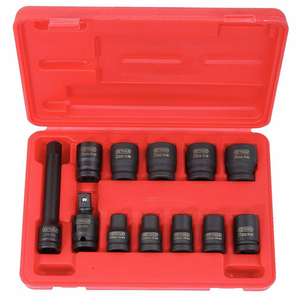 Set 12 piese chei tubulare impact hexagonale, scurte, 1/2", 10-24mm