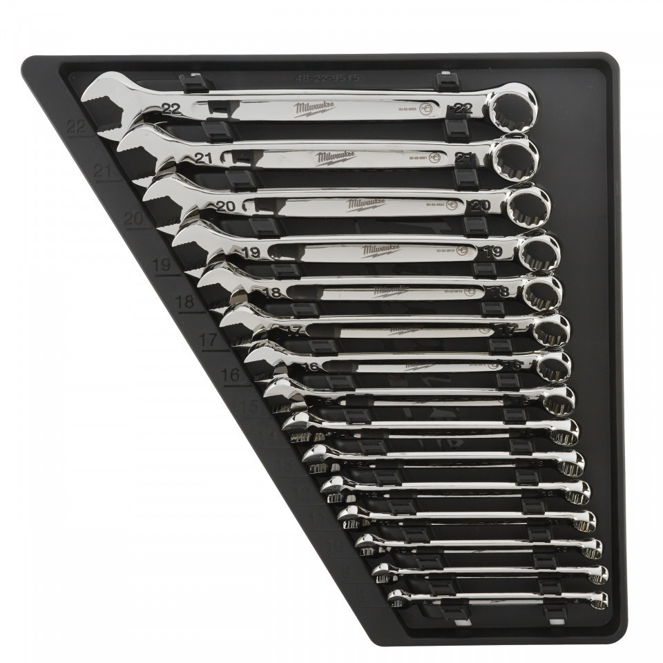 Set 15 chei combinate Milwaukee MAX BITE™, 8-22 mm, Maxbite [ 8, 9, 10, 11, 12, 13, 14, 15, 16, 17, 18, 19, 20, 21, 22 mm ]