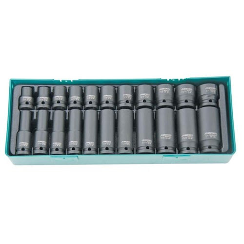 Set 22 piese Jonnesway tubulare de impact 1/2" 10-24 mm, lungi si scurte, cutie plastic