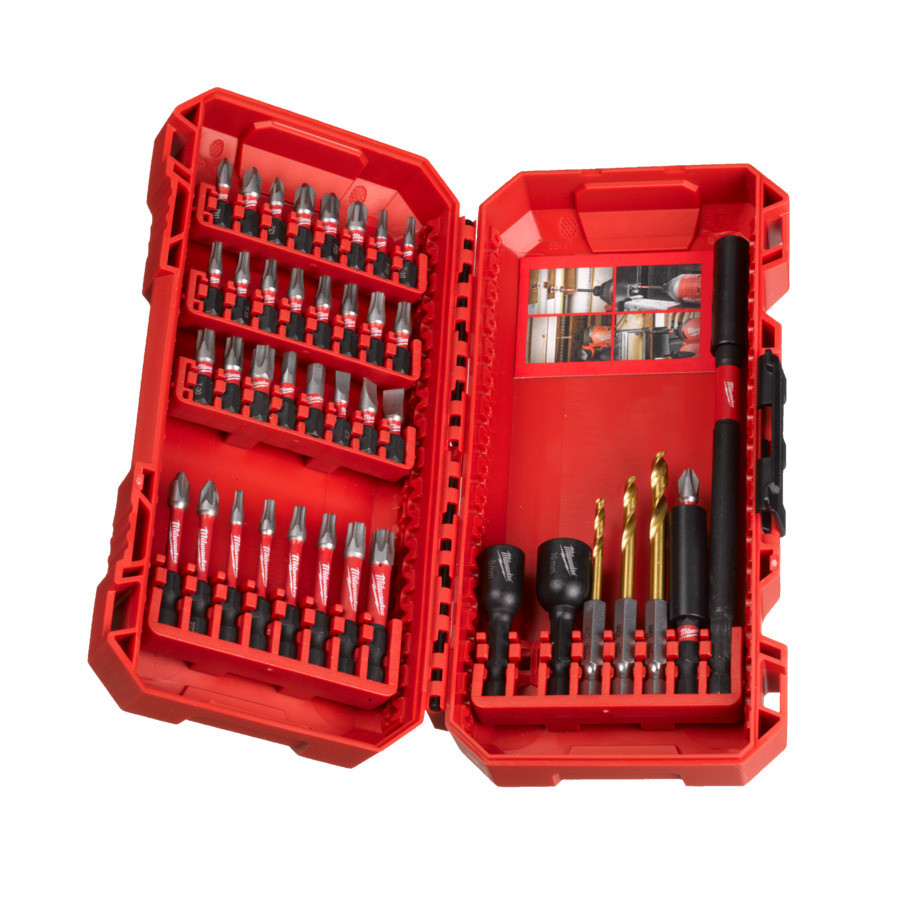Set 40 piese Milwaukee biti si burghie Shockwave in caseta