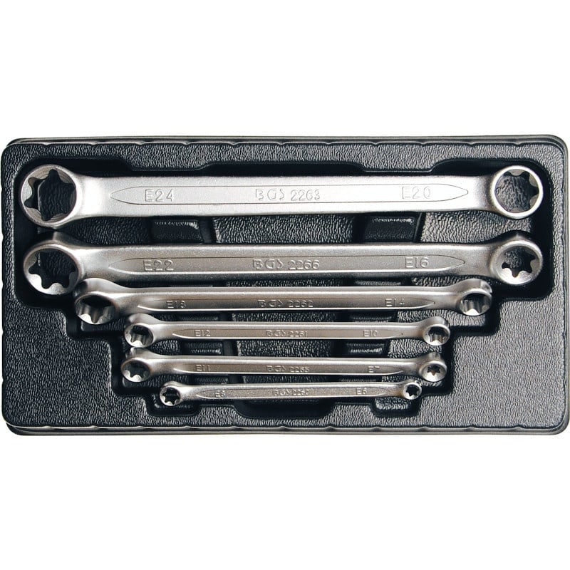 Set 6 chei inelare stelate torx-negativ duble profil E6-E24