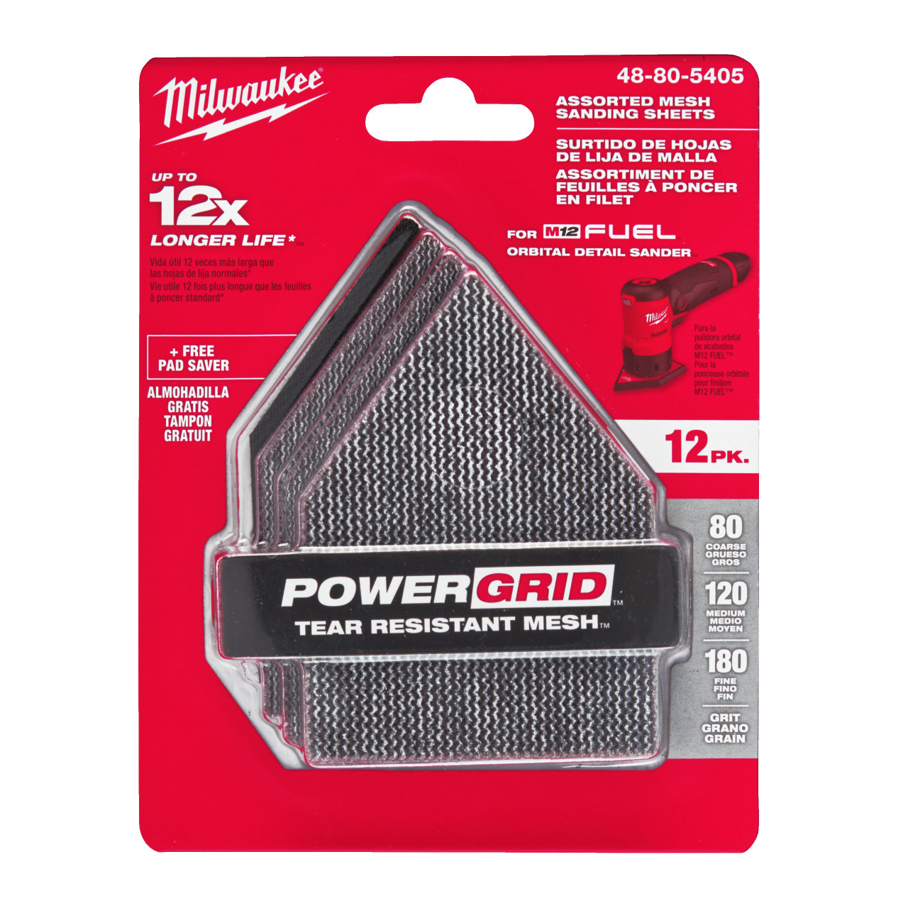 Set de 12 buc de plasă abrazivă granulație 80,120,180, 67x80, plus suport