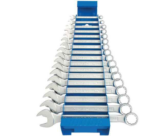 Set de 17 chei combinate Unior scurte cu suport metalic 6 - 22 mm