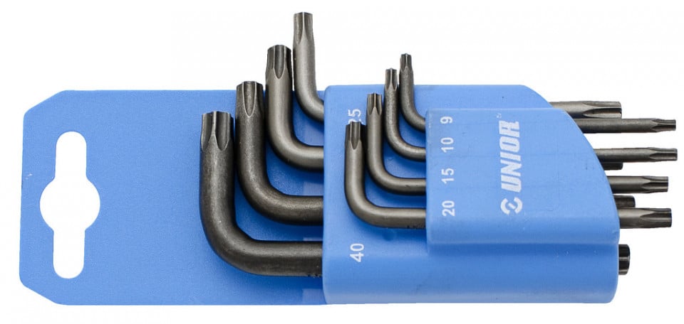 Set de 8 chei cu profil TX in suport de plastic Unior TX9-TX40