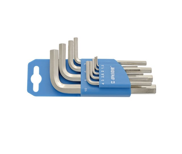 Set de 9 chei locas hexagonal in suport de plastic Unior 1,5-10 mm