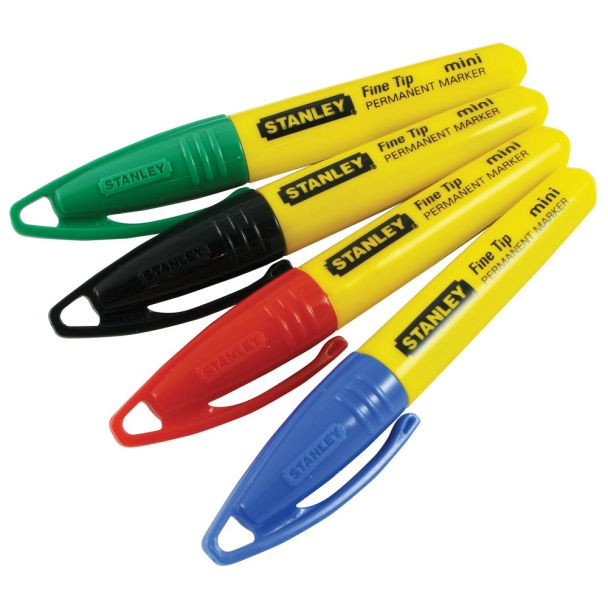 Set minimarker Stanley 2-47-329, cu varf subtire, negru, rosu, verde, albastru, 4buc/set