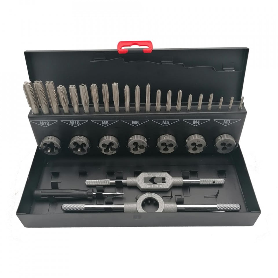 Set-Trusa Tarozi DIN 352 HSS și Filiere HSS M3-M12 - 32 piese