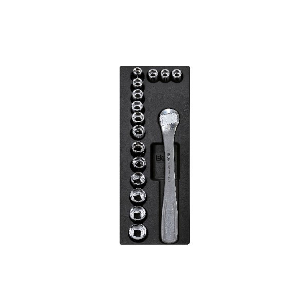 Set tubulare si clichet 1/2, din INOX 10-32mm in suport termoformatat T99
