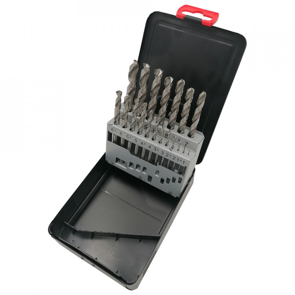 Trusa 19 burghie metal DIN 338 HSS Rectificat Ø 1-10 mm