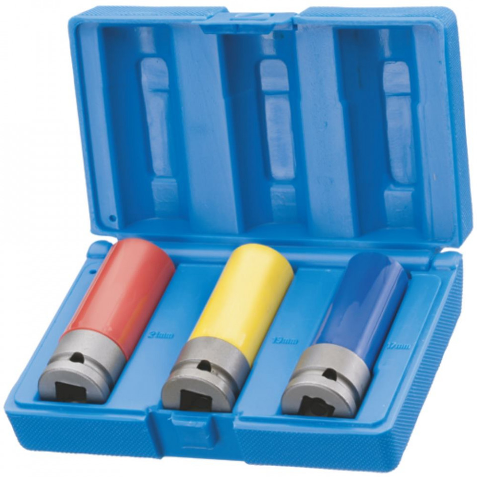 Trusa 3 piese ASW capete chei tubulare 1/2" de impact pentru jante de aliaj, cutie plastic 17-21mm