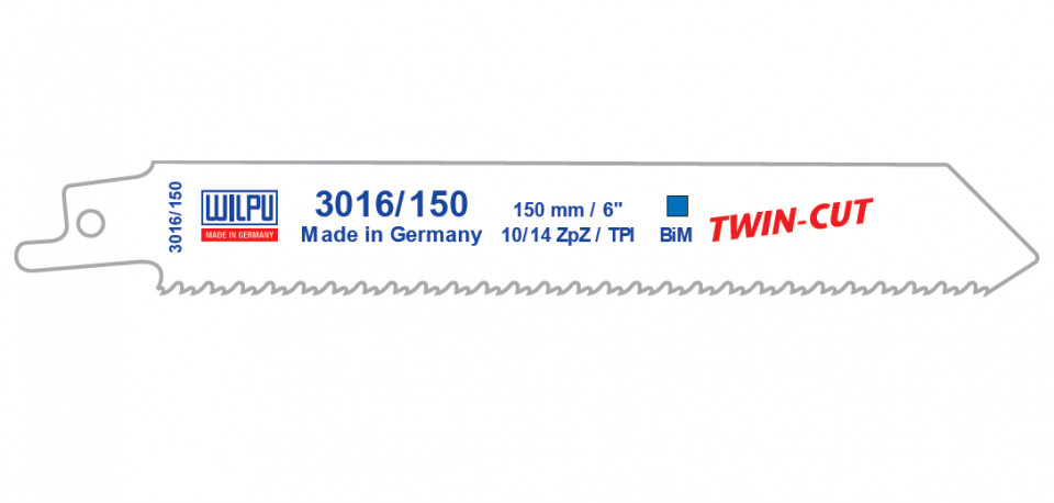 3016/150 Twin Cut Panza Bi-Metal pentru fierastrau sabie pentru lemn cu cuie si metal / 5 bucati, DIM 200 x 19 x 0.9 mm