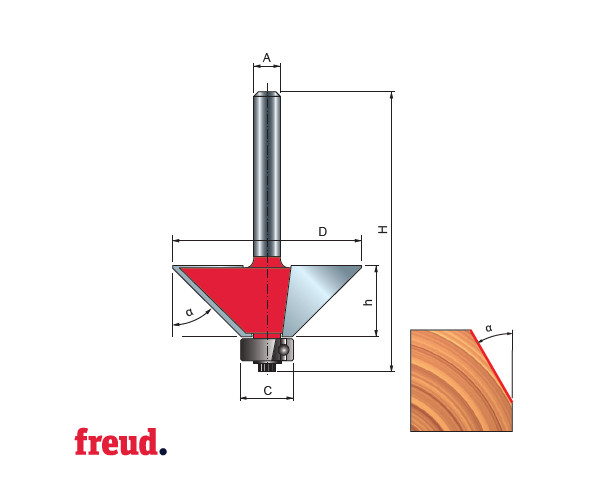 40- Freza unghiulara placata CMS Z=2 cu coada si rulment copier inferior, DIM 23.6 - 40-10208P