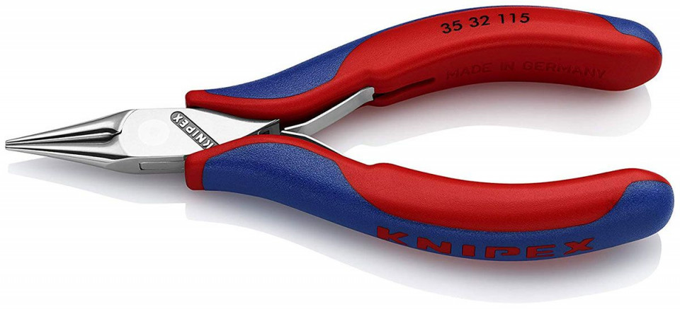 Cleste electronica, cioc rotund, manere bicomponent, KNIPEX, 115 mm
