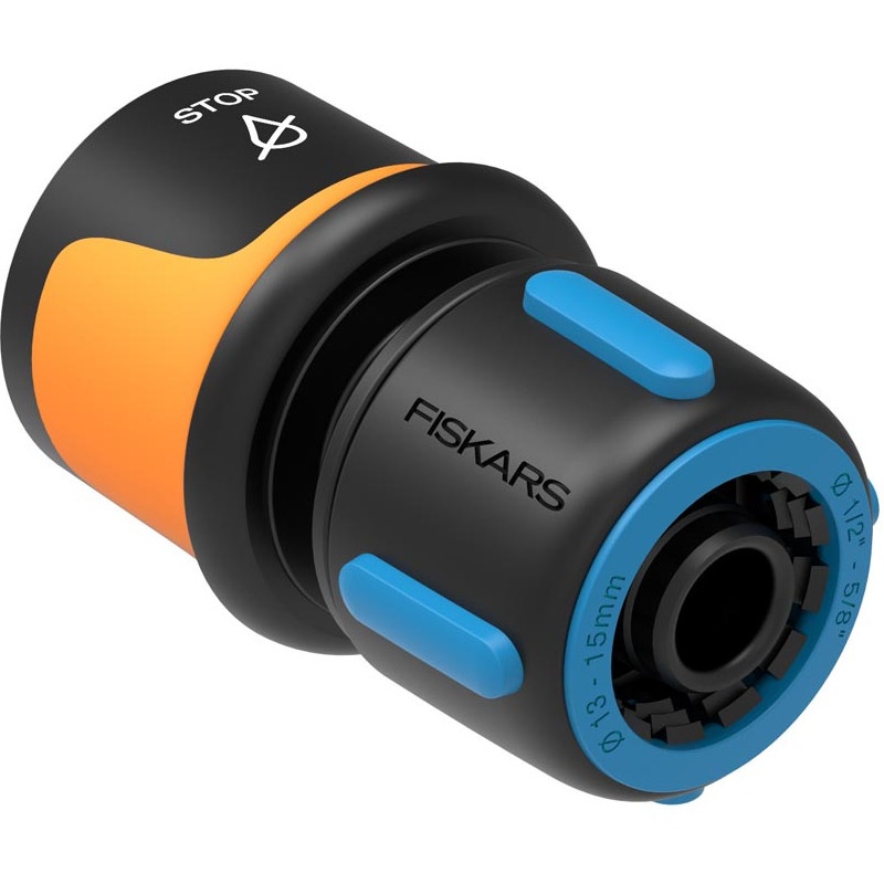 Conector furtun STOP 1/2-5/8" (13-15 mm), Fiskars, din plastic