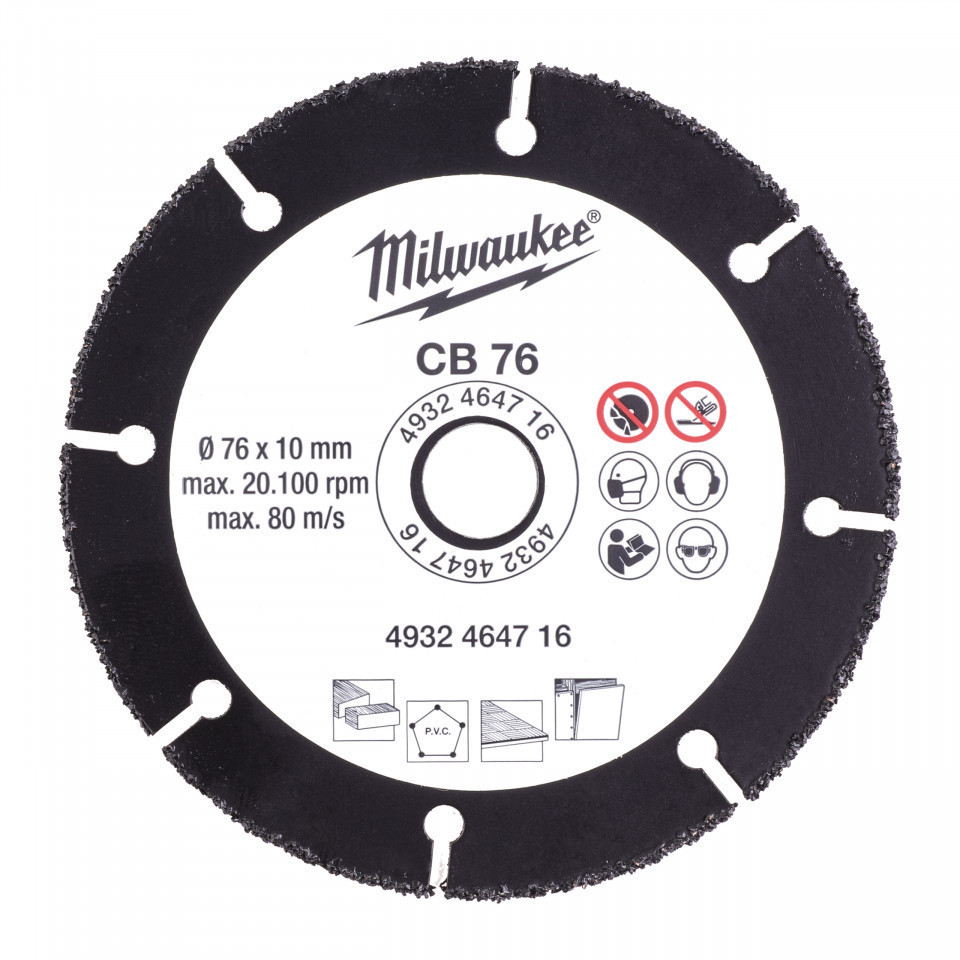 Disc din carbura Milwaukee 76mm, pentru lemn, plastic, gips-carton