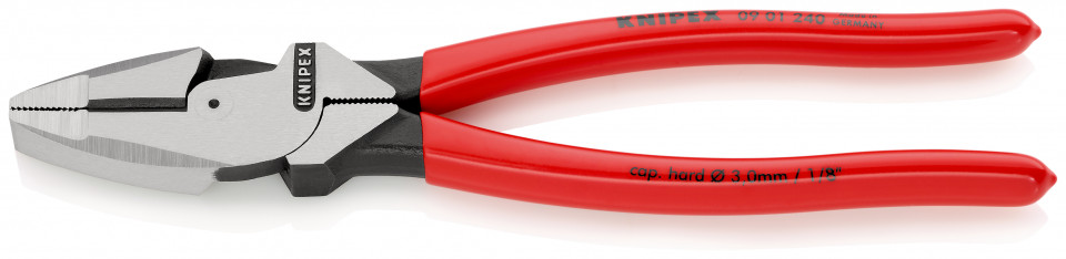 KNIPEX 09 01 240 Patenti Combi cu parghie mare "Lineman's Pliers" model american acoperit cu material plastic aderent vopsit negru 240 mm
