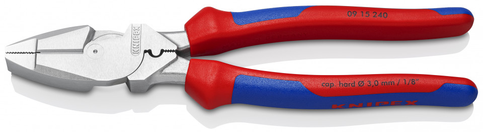 KNIPEX 09 15 240 Patenti Combi cu parghie mare "Lineman's Pliers" model american cu manşoane multicomponent cromat 240 mm