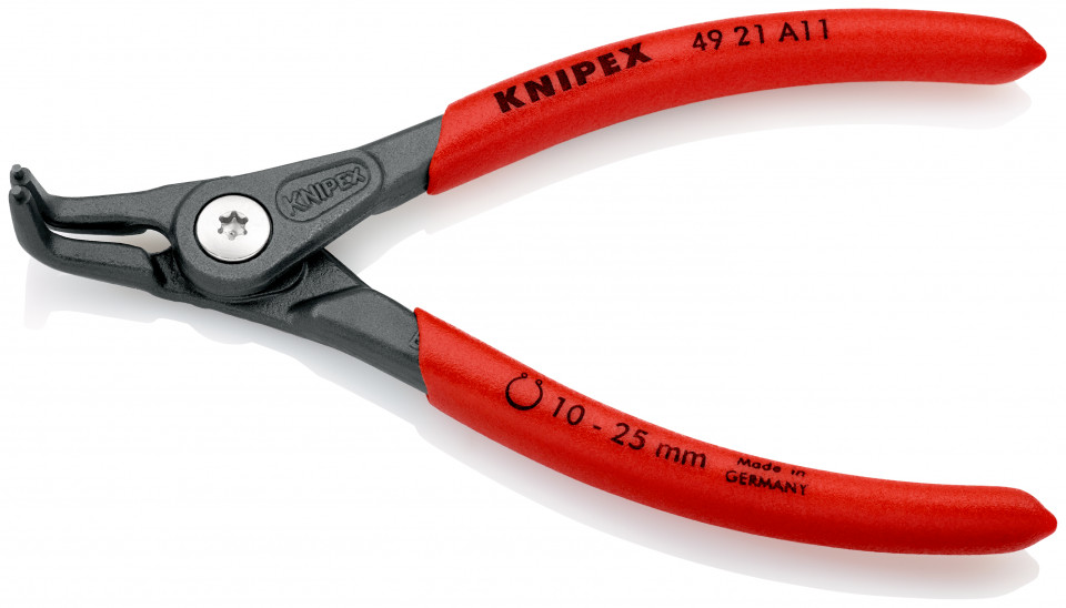 KNIPEX 49 21 A11 clește de precizie pentru inele de siguranță pentru inele exterioare pe axuri acoperit cu material plastic aderent bonderizat în culoarea gri 130 mm