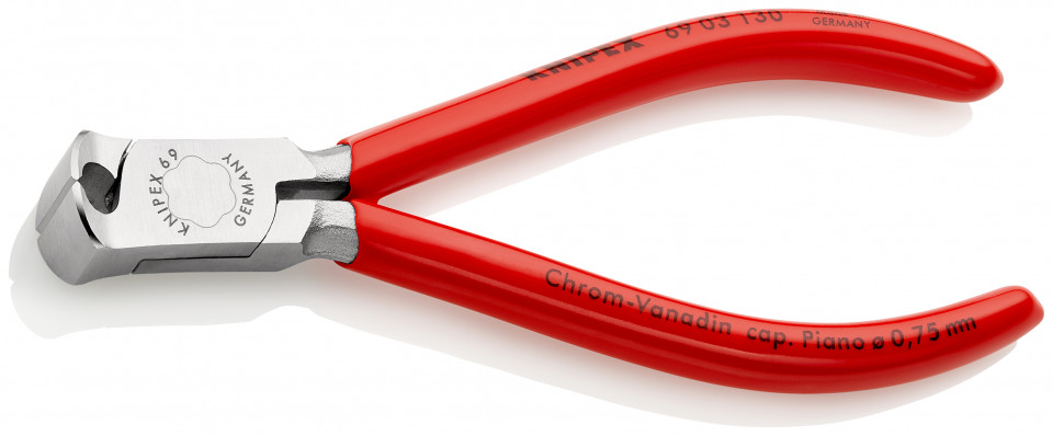 KNIPEX 69 03 130 Tăietor frontal pentru mecanici acoperite cu plastic cromat 130 mm