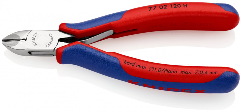 KNIPEX 77 02 120 H Şfic pentru electronică, cu lamă pentru metale dure cu manşoane multicomponent 120 mm
