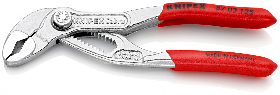 KNIPEX 87 03 125 Cobra® Clește high tech pentru pompe de apă acoperit cu material plastic aderent cromat 125 mm