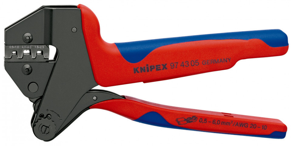 KNIPEX 97 43 05 clește de sertizare pentru adaosuri de sertizare interschimbabile cu manşoane multicomponent brunat 200 mm