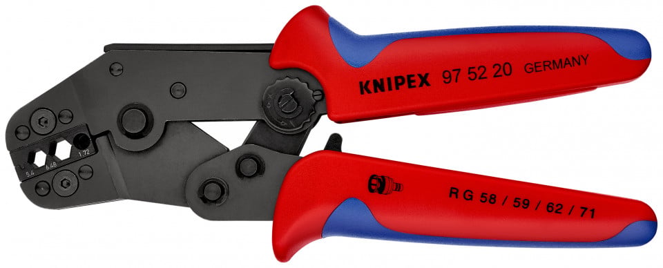 KNIPEX 97 52 20 Clește de sertizat varianta scurtă cu manşoane multicomponent brunat 195 mm