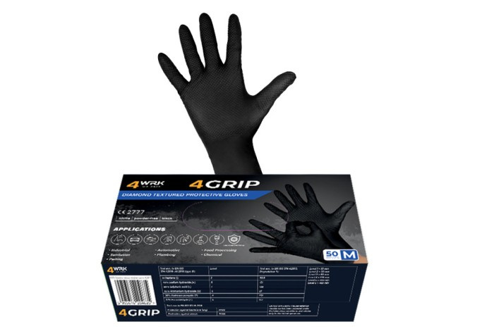 Manusi nitril/diamant negru 4WRK 4GRIP 50 buc