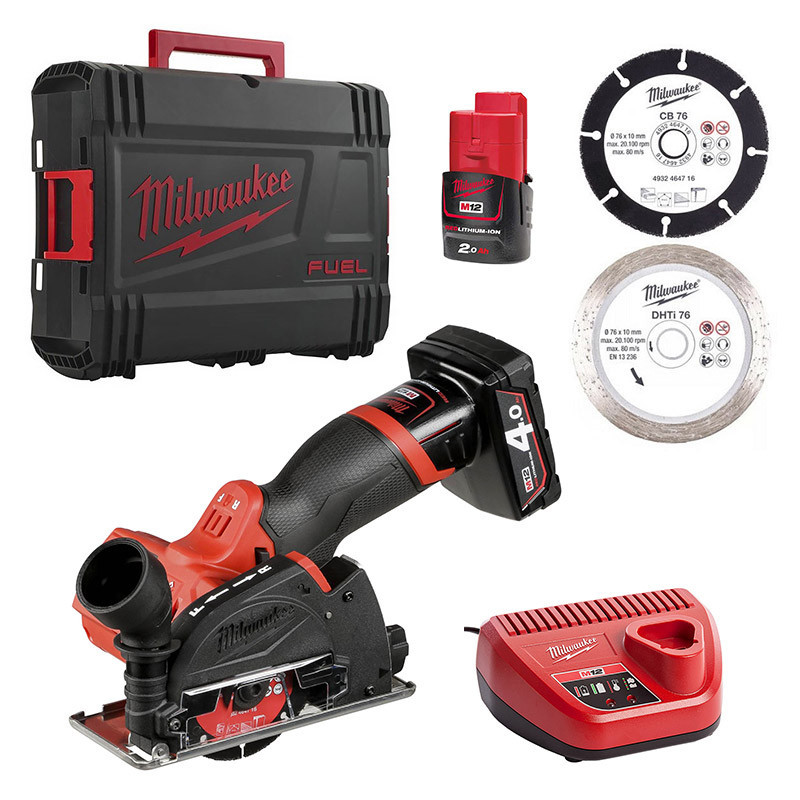 Polizor unghiular cu acumulator Milwaukee FUEL M12 FCOT-422X, disc 76 mm, livrat cu acumulatori
