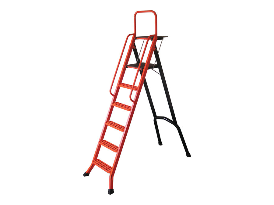 Scari pliabile din aluminiu LESCABO cu platforma, 1 tronson - 6 trepte