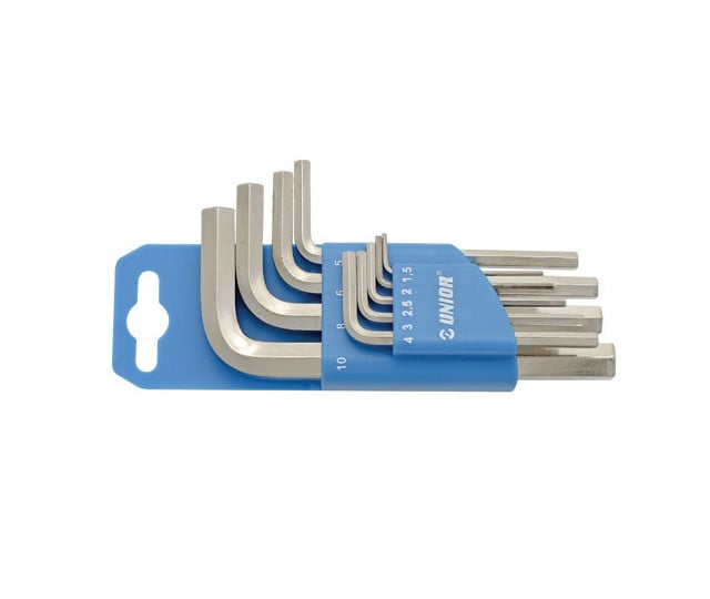Set 10 chei locas hexagonal in suport de plastic Unior 1,5-12 mm