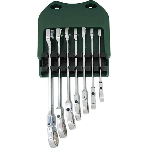 Set 7 piese Jonnesway chei inelare flexibile cu clichet 72 zimti 8-19 mm