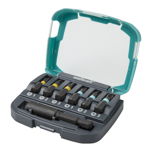 Set 7 piese Wolfcarft biti pentru impact, hex 1/4", 25 mm, adaptor bit
