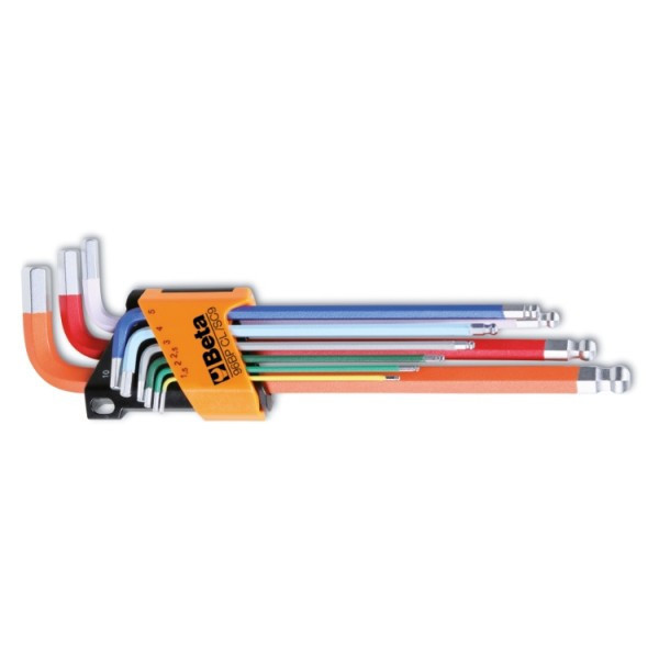 Set de 9 chei imbus în L, cu cap sferic 96BP-CL/SC9, colorate, 1,5 - 10 MM