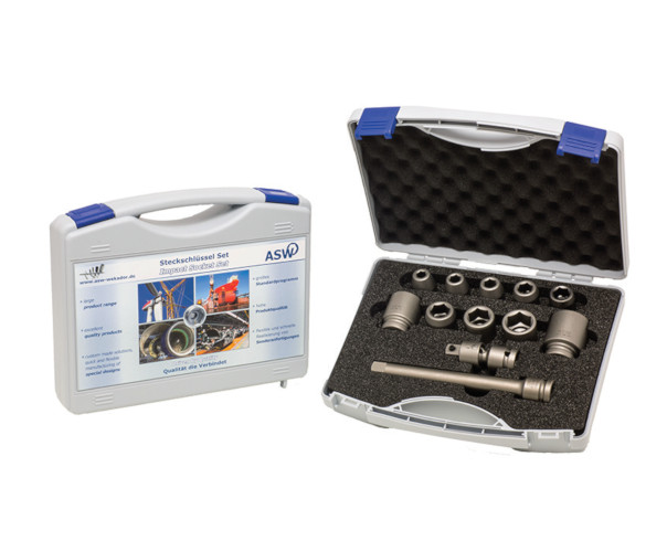 Trusa 12 piese ASW capete chei tubulare de impact 1/2" 9-27mm
