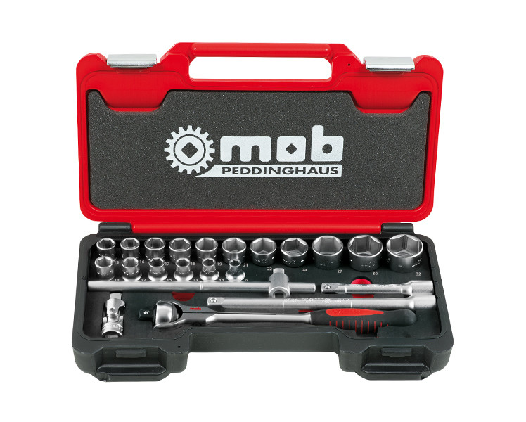 TRUSA MOB FUSION BOX MEDIU 1/2’’ ANTRENOR CU CLICHET ROTATIV - 405x225x60mm, 8-32 MM - 23 scule