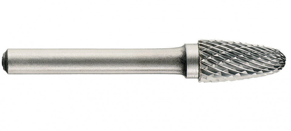 1031832 Freza din carbura de tungsten forma F - arcuita cu cap rotunjit, ascutire dubla, tip D, DIM 8