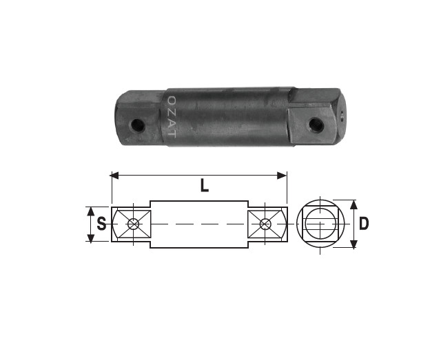 Adaptor OZAT de impact tata-tata 1/2", PATRAT 1/2", L254mm