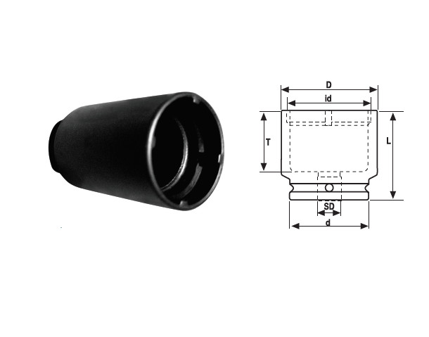 Cap cheie tubulara de impact pentru rulmenti OZAT 1/2" 35mm L82mm