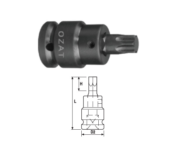 Cap cheie tubulara impact OZAT 1/2", profil TORX exterior T71 L60mm