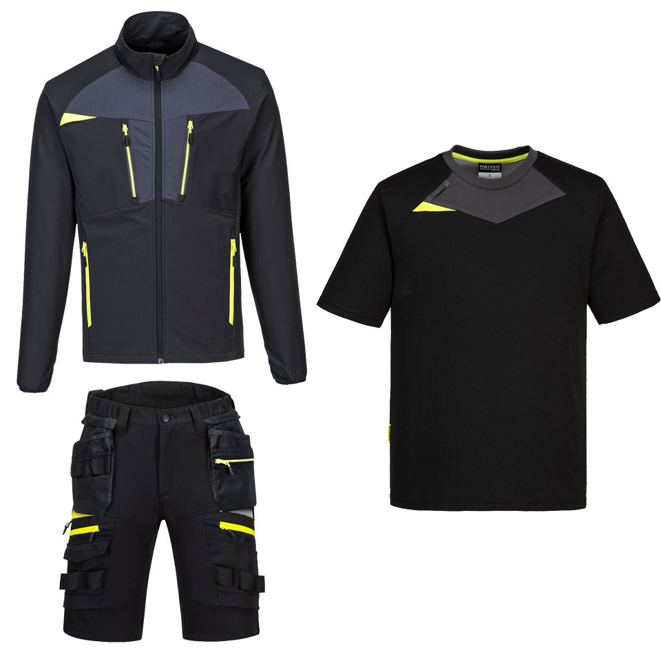 DX4, Costum lucru vreme calda, pantalon scurt + tricou + jacheta