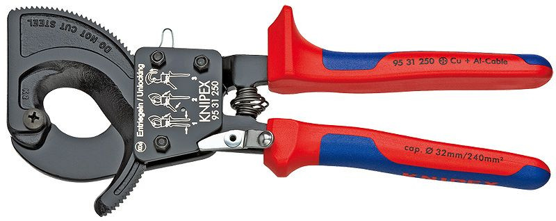 Foarfeca cu clichet pentru cabluri, KNIPEX, 250 mm