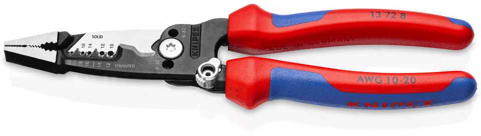 KNIPEX 13 72 8 WireStripper Clești multifuncționali pentru electricieni model american cu manşoane multicomponent vopsit negru 200 mm