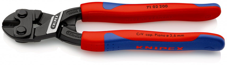 KNIPEX 71 02 200 CoBolt® Tăietor compact pentru bolțuri cu manşoane suple, multicomponent vopsit negru 200 mm