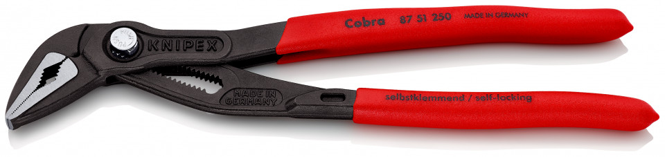 KNIPEX 87 51 250 Cobra® ES Cleşte pentru pompa de apă extra-slim acoperit cu material plastic aderent bonderizat în culoarea gri 250 mm