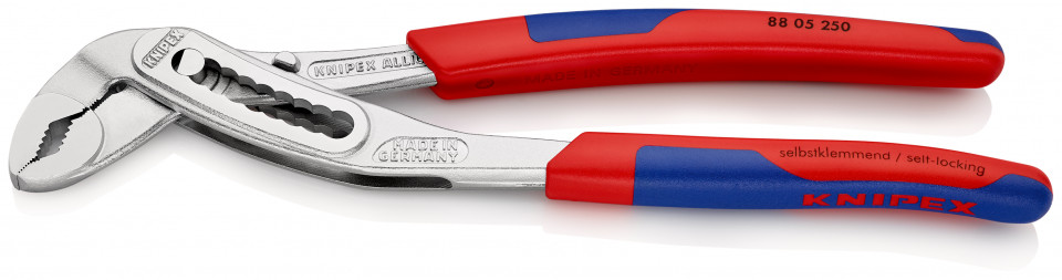 KNIPEX 88 05 250 Alligator® Cleşte pentru pompe de apă cu manşoane suple, multicomponent cromat 250 mm