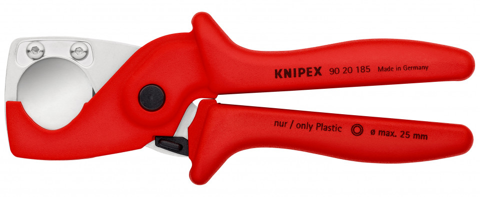 KNIPEX 90 20 185 PlastiCut® Foarfece pentru furtunuri și tuburi de protecție din material plastic dur, ranforsat cu fibră optică 185 mm